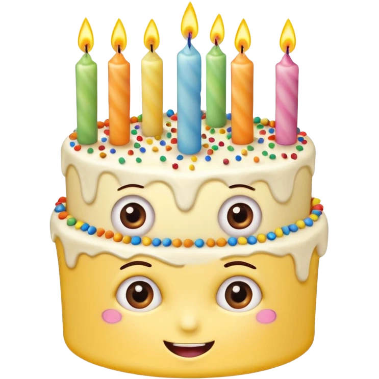 birthday cake with eyes and candles emoji