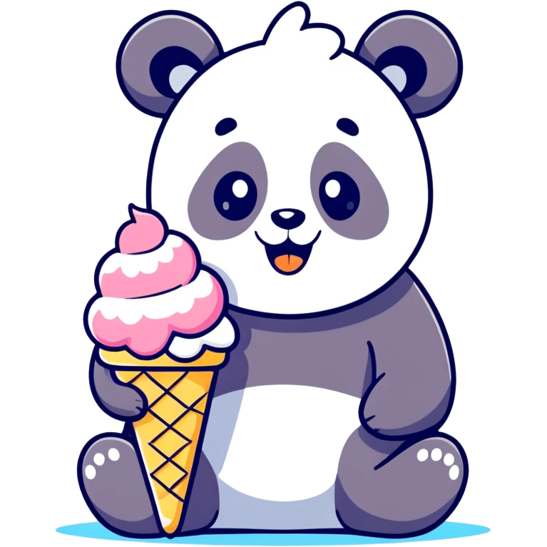 Panda eating ice cream emoji