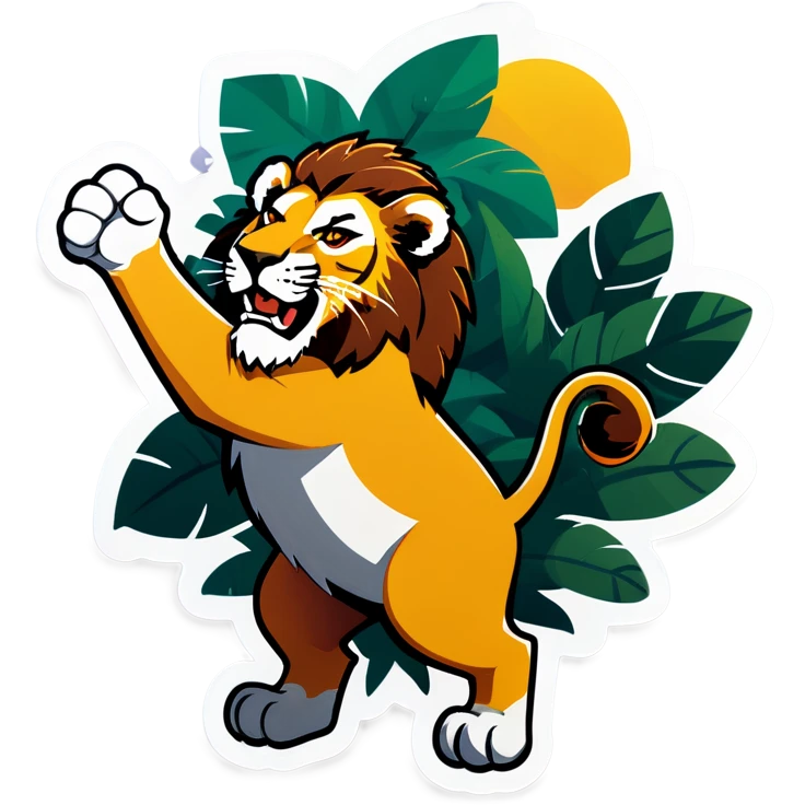 León luchando en la jungla  emoji
