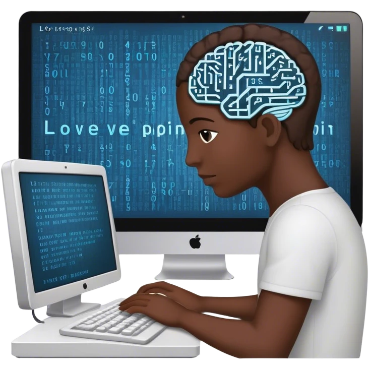 programming brain computer with love  emoji