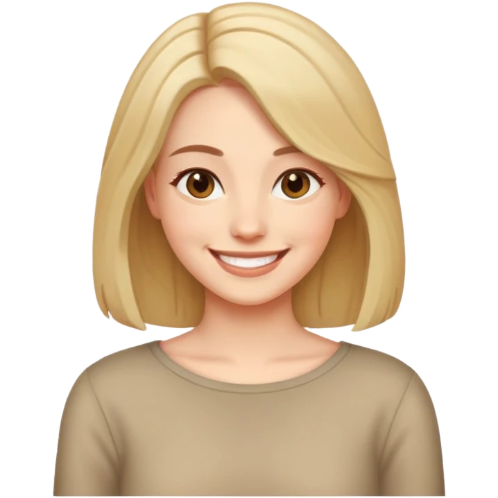 A woman with shoulder length hair, smiling warmly emoji