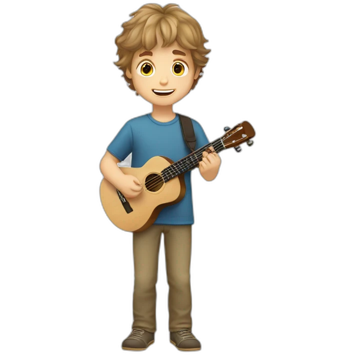 Caucasian-boy-child-shaggy-light-brown-hair-ukelele emoji