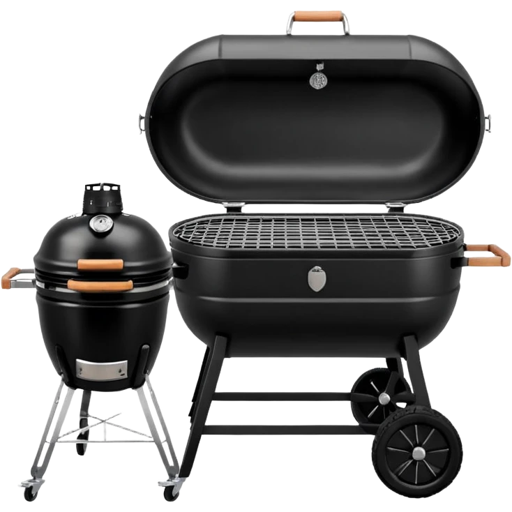 Black large kamado bbq on weels emoji