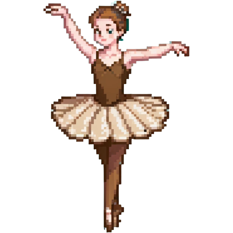 Ballerina with coffee-colored costume performing a pirouette emoji