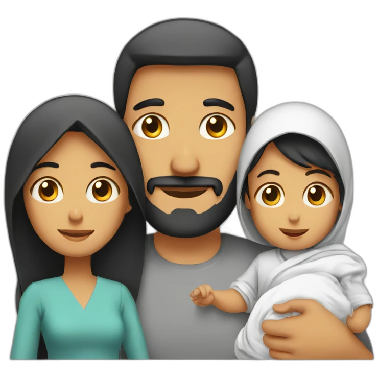 Arabic Dad,mom and little baby emoji