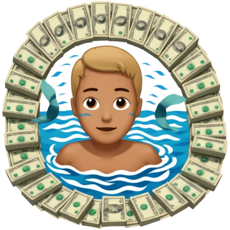 someone swimming in 5 dollar bills emoji