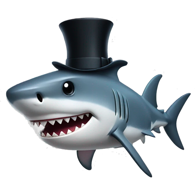 Shark with a top hat emoji