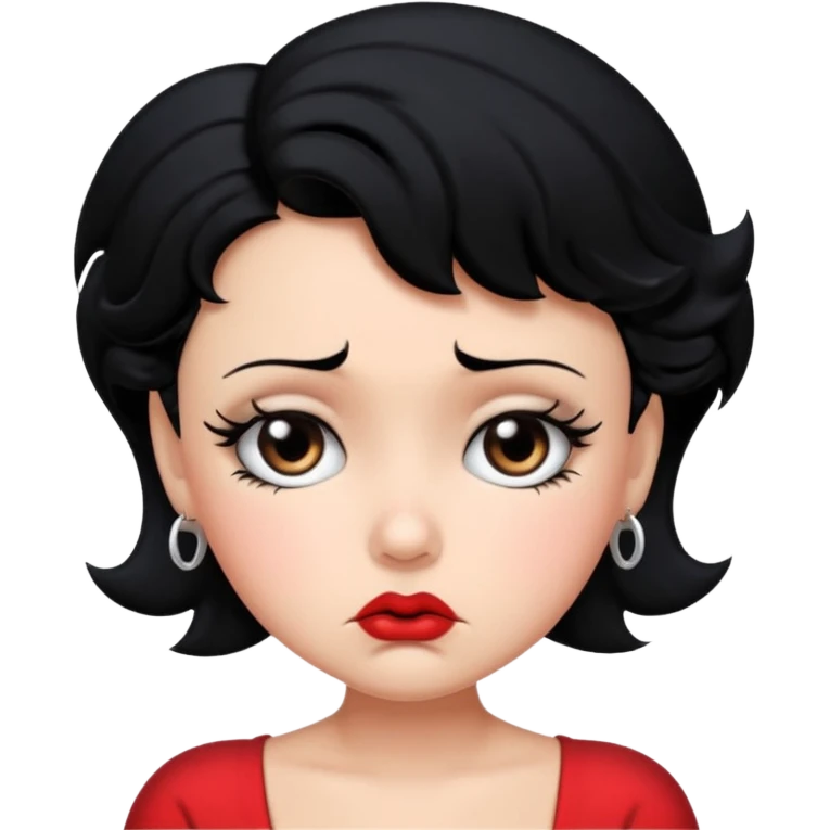 Do not change the face I already created, I want her with Betty boop face and black hair upset emoji