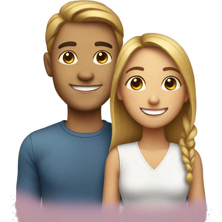 smiling girl with man emoji