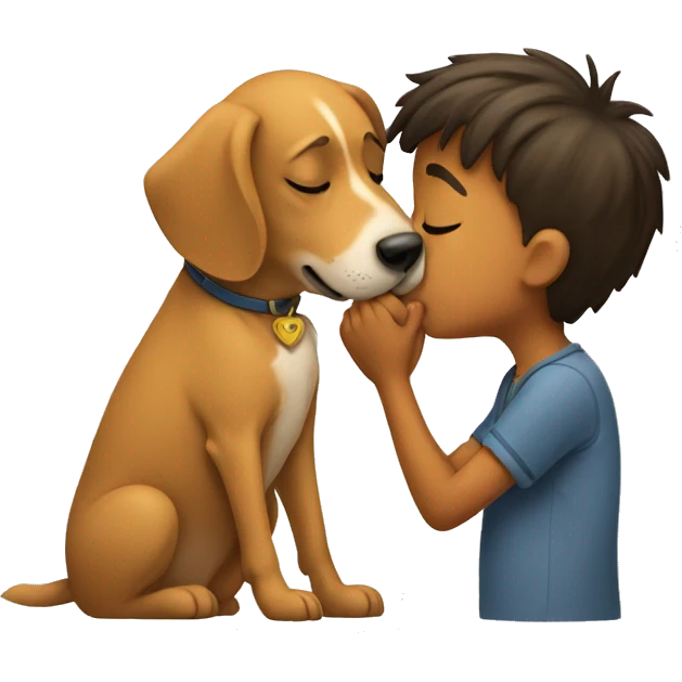 Dog kissing a boy emoji