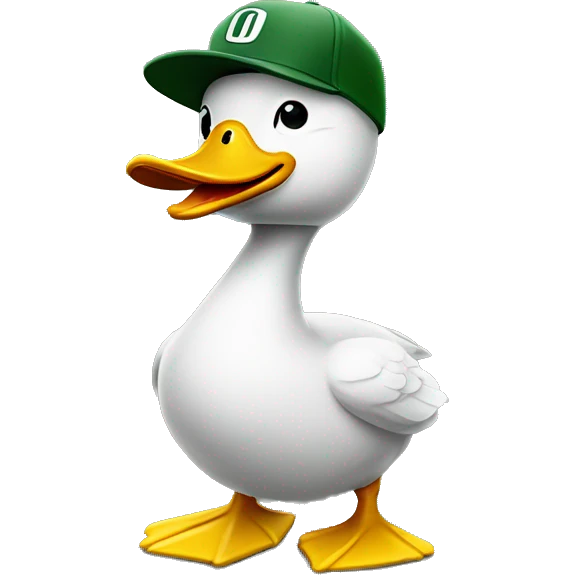 Duck wearing an Oregon ducks hat  emoji