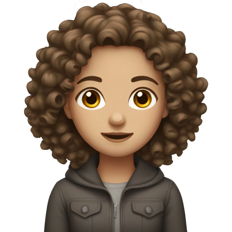girl with brown curly hair and grey eyes emoji