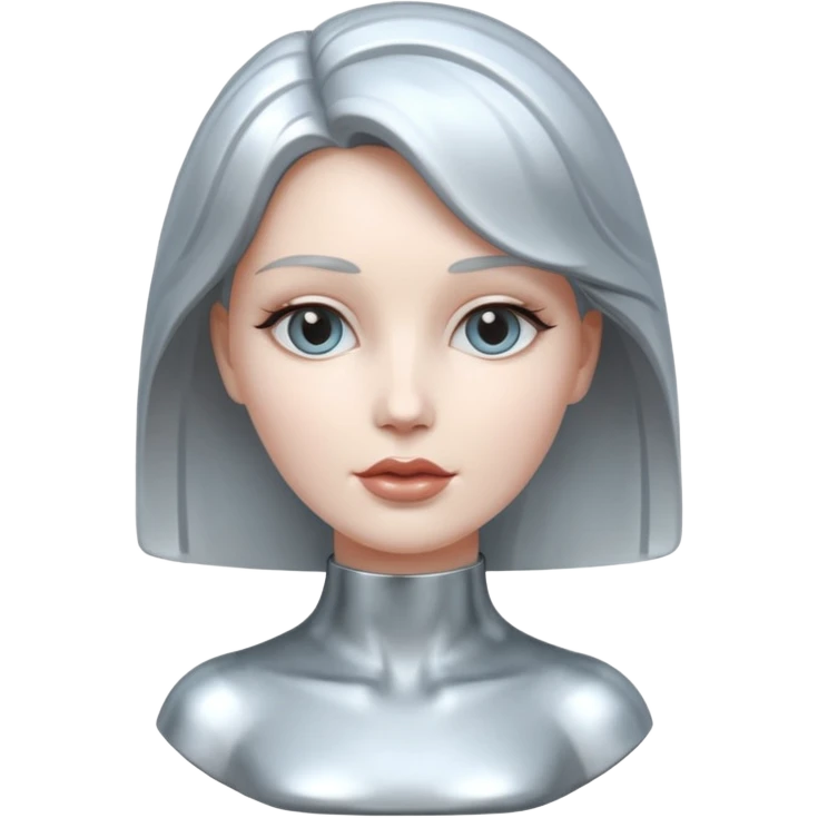 an elegant metallic chrome woman statue  emoji
