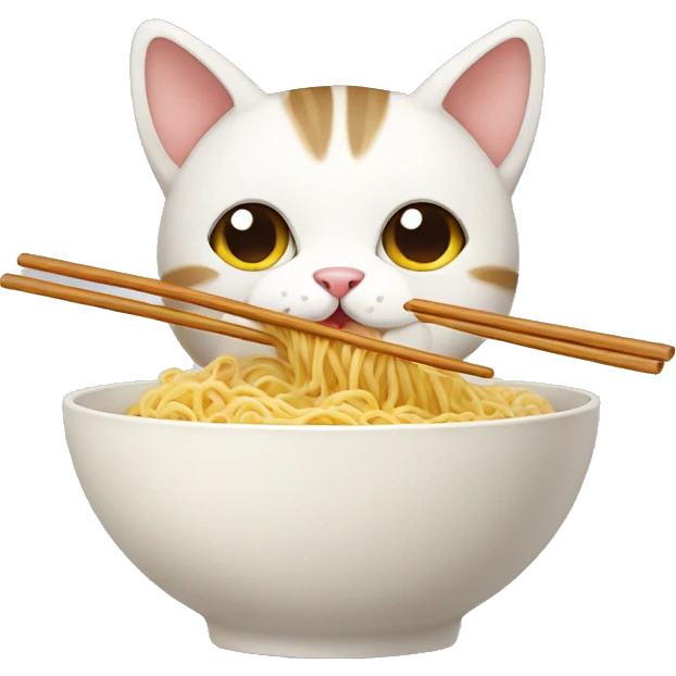 Cute cat eating noodles  emoji