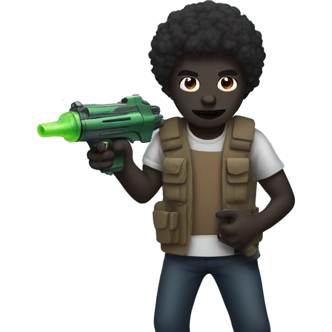 dark guy with watergun emoji