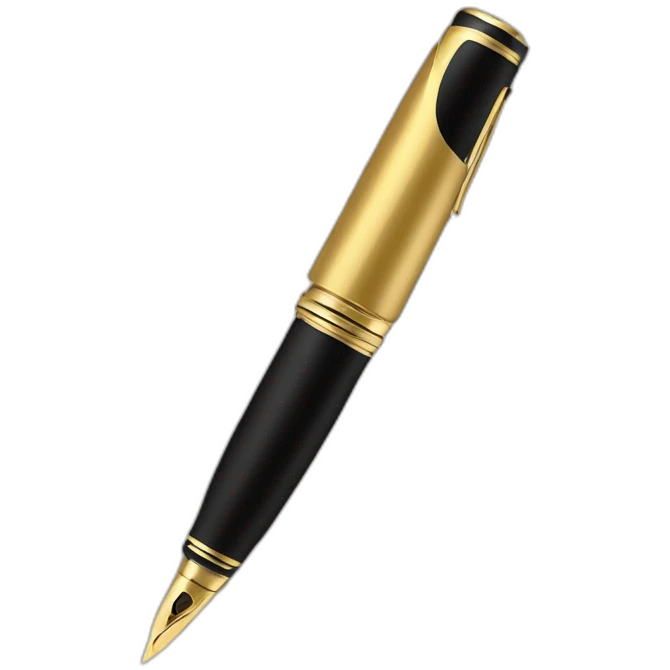 fountain pen icon flat color black and gold emoji