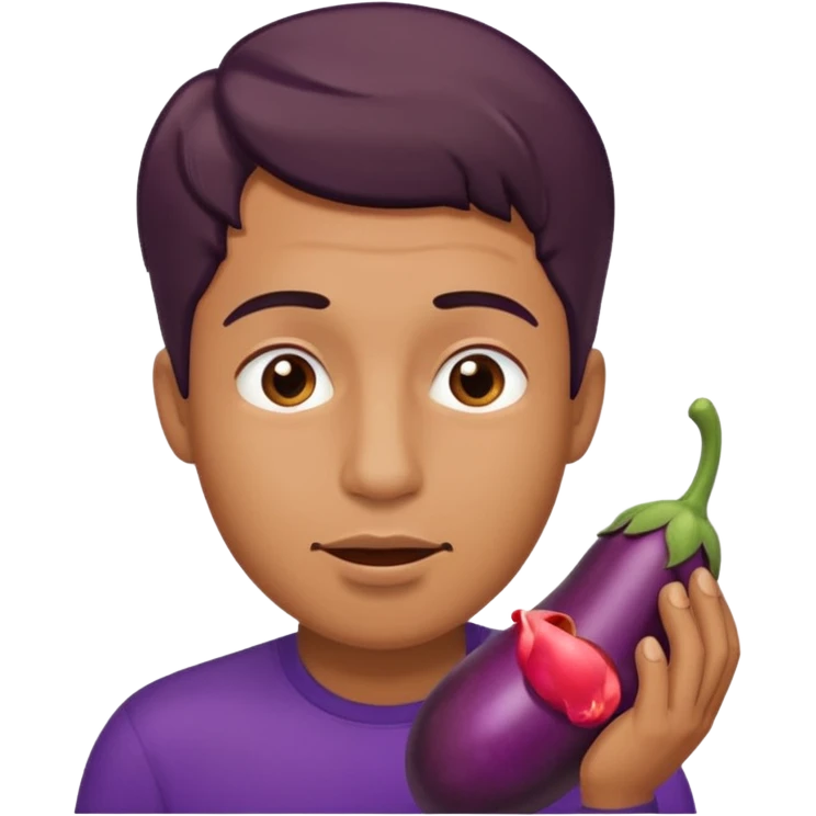 a guy sucking on an eggplant  emoji