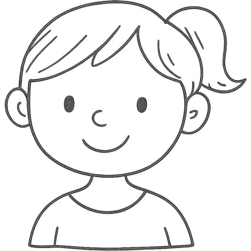 cartoon girl, straightforward design, clear outline, no complex shading, ideal for drawing practice emoji