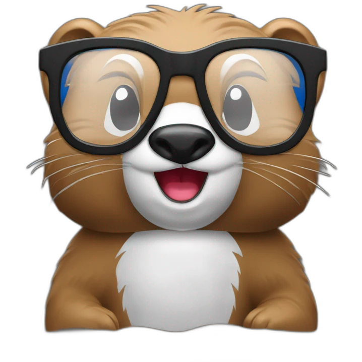 Beaver wearing glasses and black T-shirt with title „Pepsi” print on it emoji