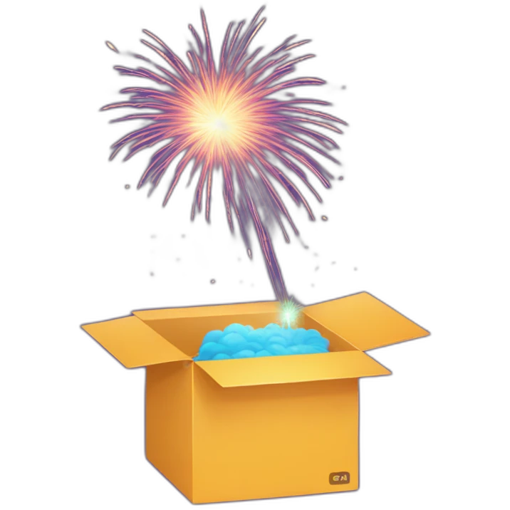 an open box with a firework inside emoji