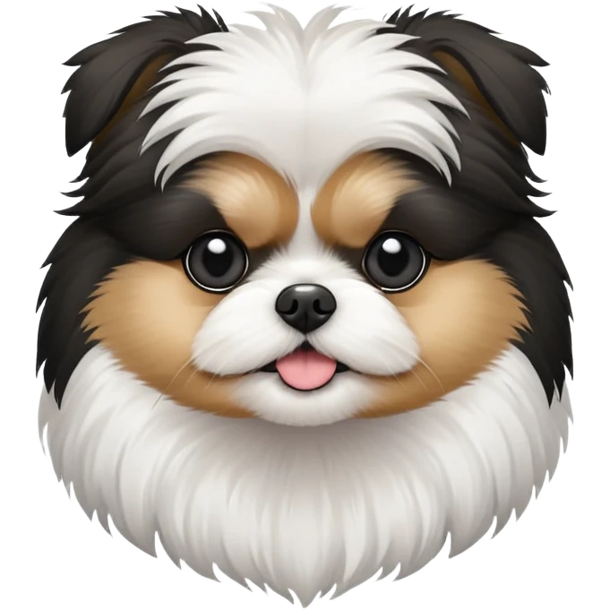 Pomeranian Shih Tzu mix with black and white fur emoji