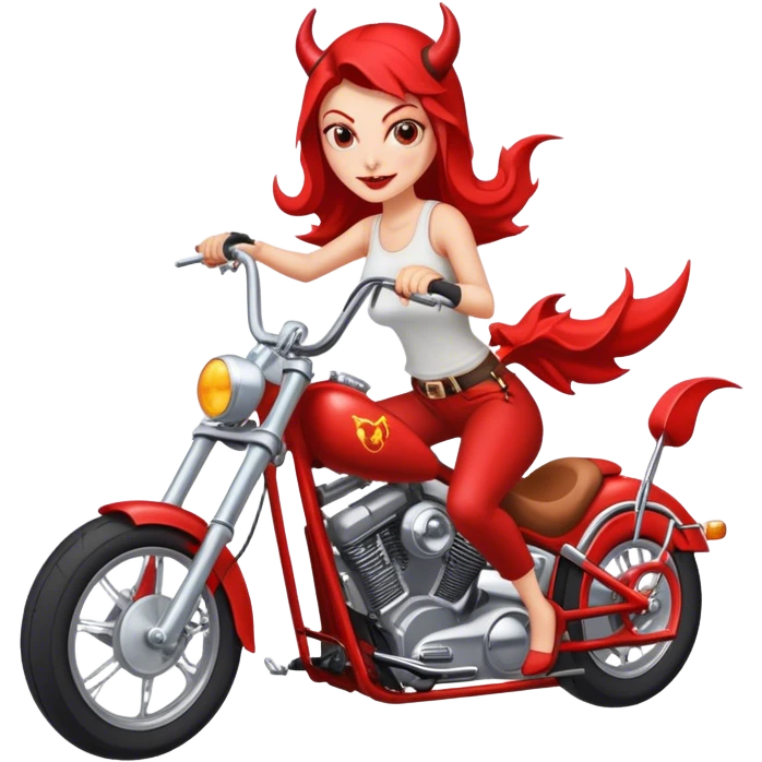 Female Devil riding a chopper motorcycle  emoji