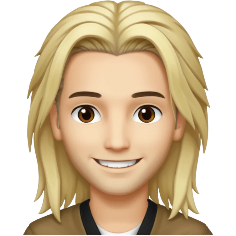 Bill Kaulitz with blonde long hair, brown eyes emoji