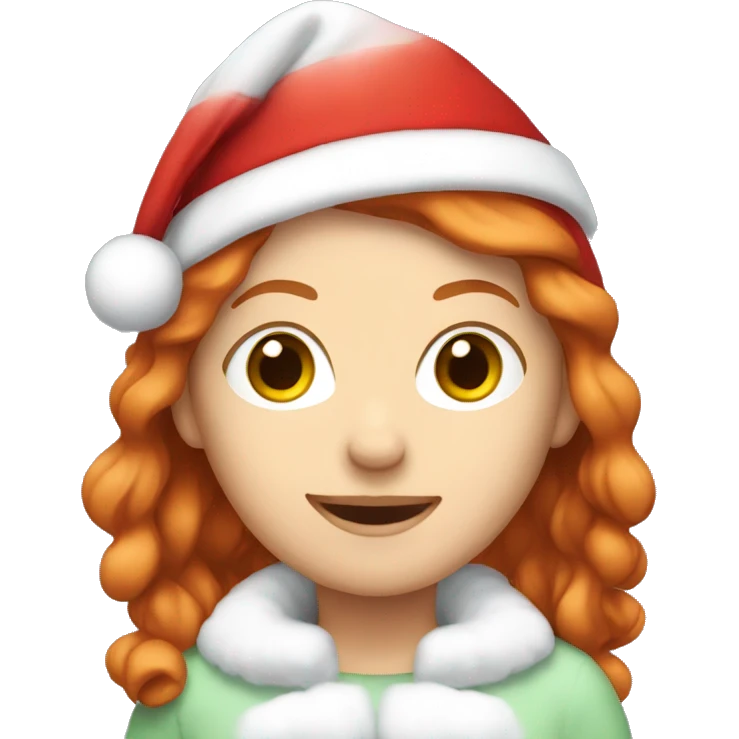 Red haired white girl with a christmas hat on emoji