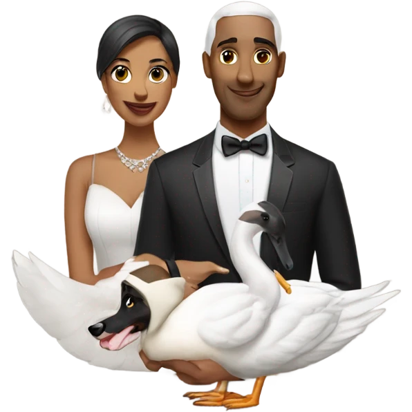 swan with doberman couple emoji