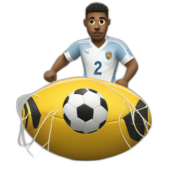 A car as a footballer with a ball of thread emoji