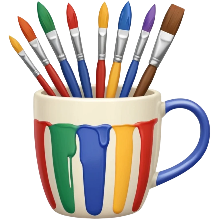 Cup with mixed paintbrushes emoji