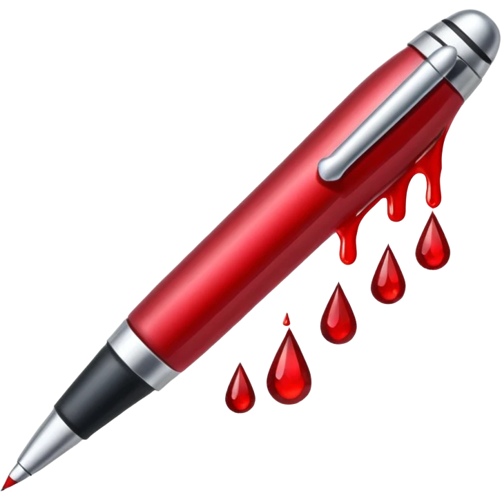 pen with blood drops emoji