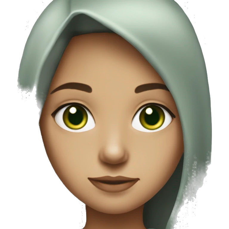 gitl with bron hair green eyes wearing a hodie emoji