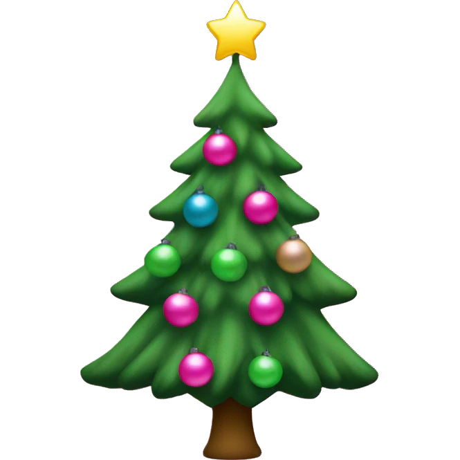 Green Christmas tree with pink balls and lights emoji