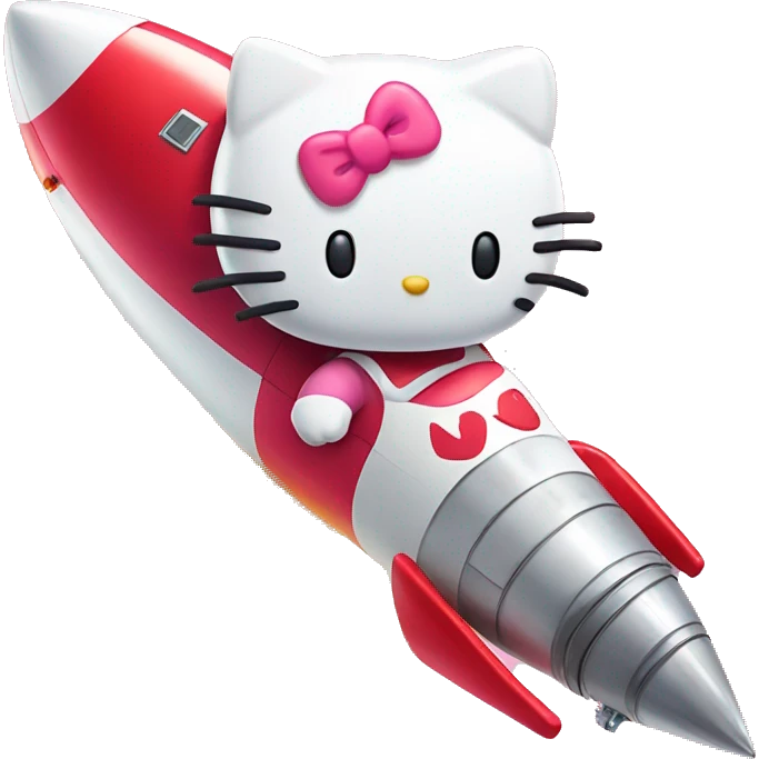 Hello Kitty on the rocket emoji