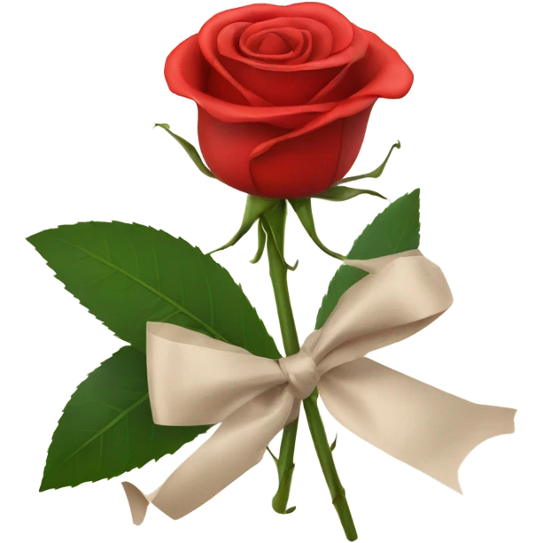 1 single Red rose wrapped in tissue paper with a ribbon  emoji