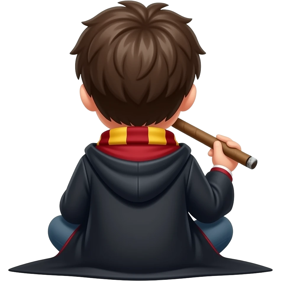Harry Potter sitting down from behind Smoking a blunt emoji