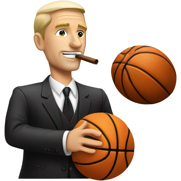 White man coaching basketball in a suit smoking a cigar  emoji