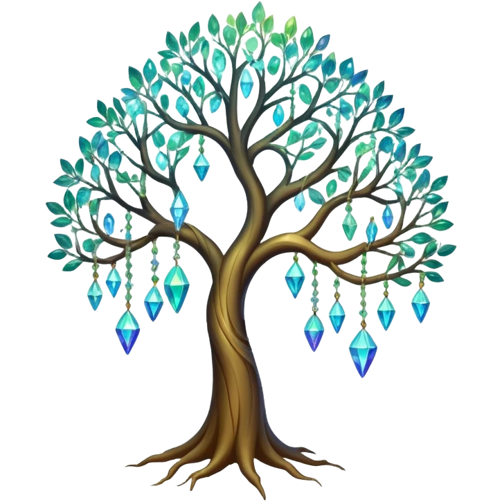 Spiritual tree with crystals hanging in it emoji