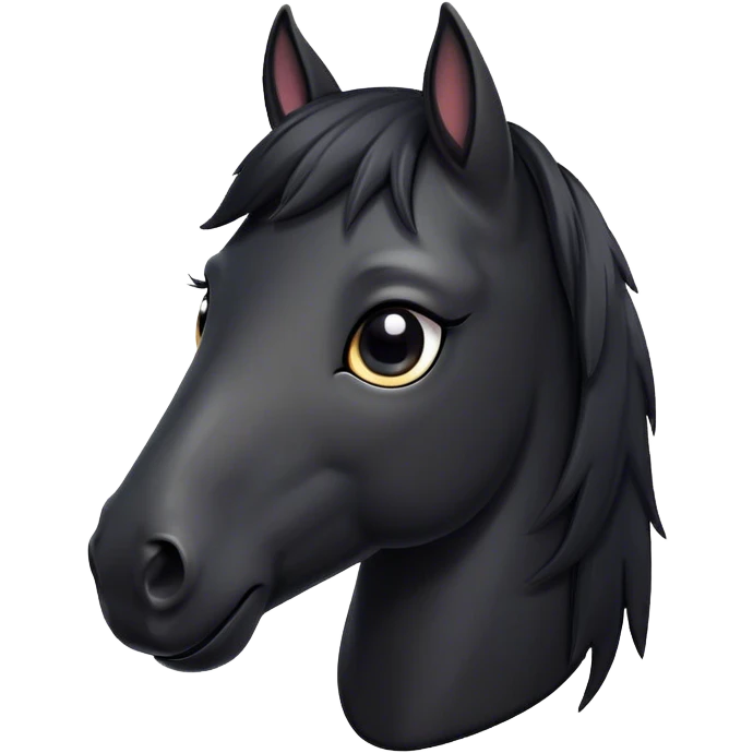 Cinematic Cute Black Horse Portrait Emoji, Head tilted playfully and inquisitively, showcasing a glossy black fur with a striking sheen and expressive dark eyes filled with curiosity, Simplified yet irresistibly adorable features, highly detailed, glowing with a warm, friendly glow, high shine, affectionate and spirited, stylized with a touch of whimsy, bright and endearing, soft glowing outline, capturing the essence of a mischievous yet loving horse, so playful it feels like it could trot out of the screen and into your arms! emoji