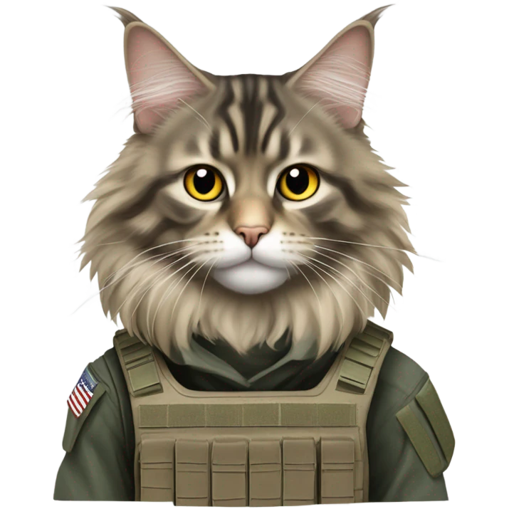 A Maine coon cat in tactical gear emoji