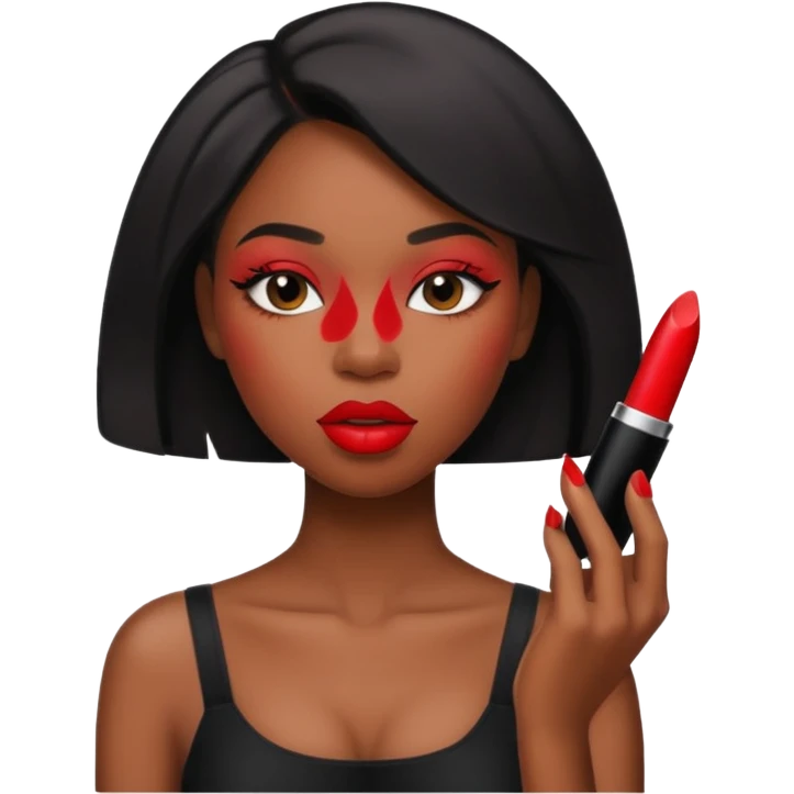 black woman puts lipstick emoji