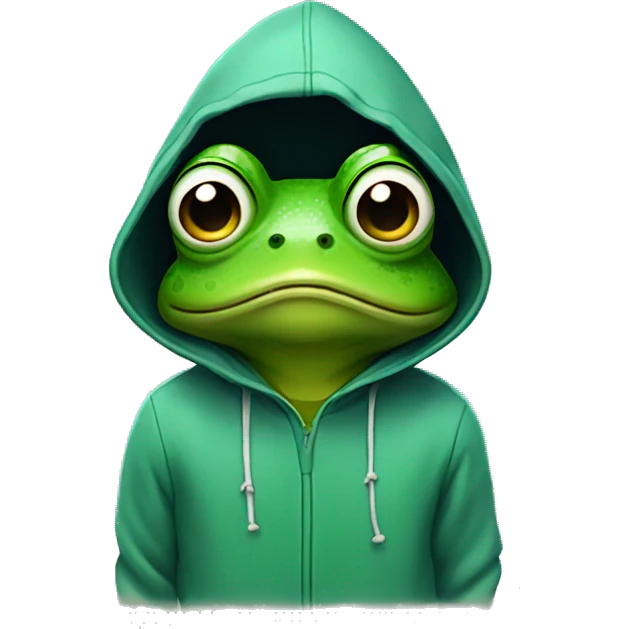 frog wearing a hoodie emoji