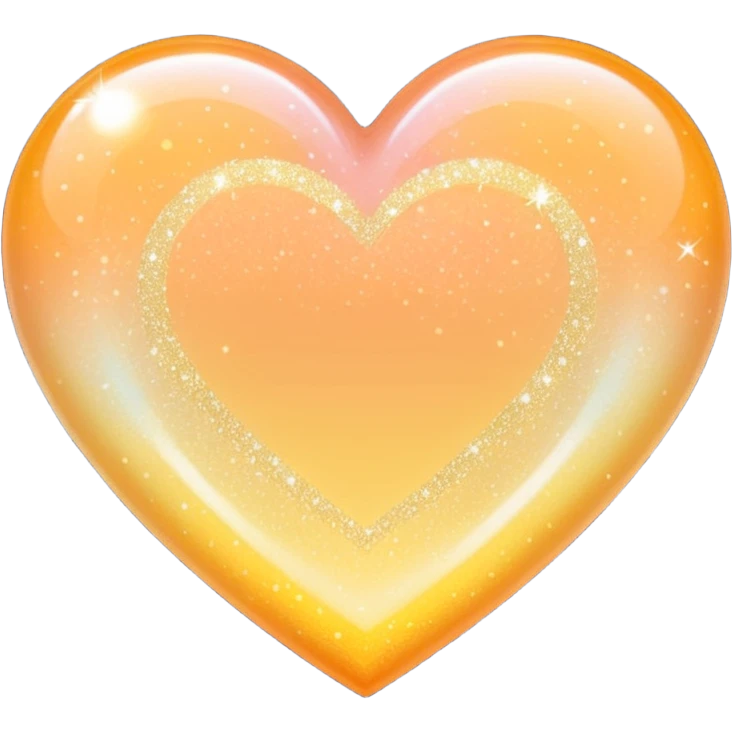 glitter heart with pastel orange to pastel yellow ombre emoji