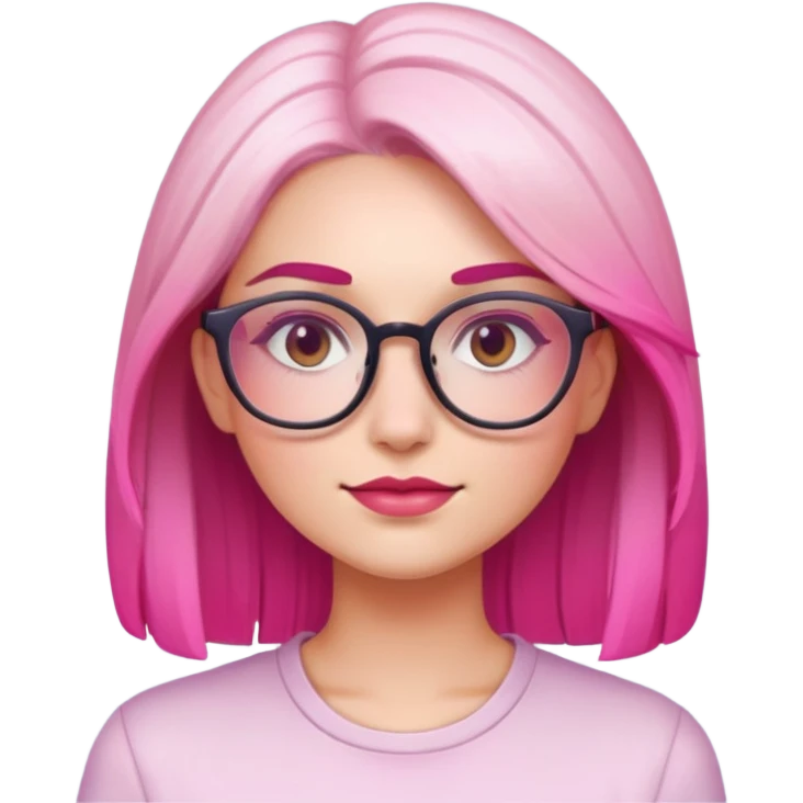 woman with gradient hair from dark to pink with glasses emoji