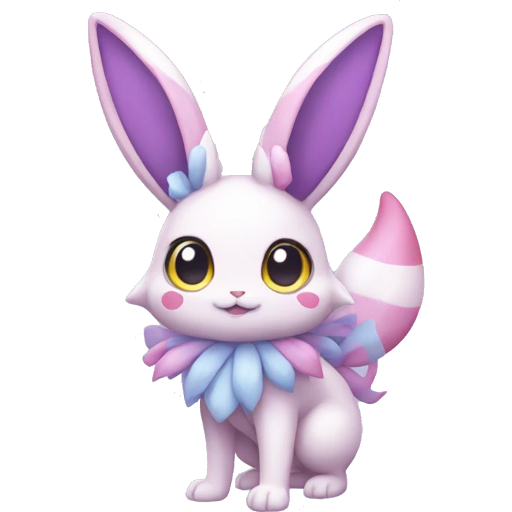 purple Kawaii Sylveon-Bunny-Pokémon full body emoji