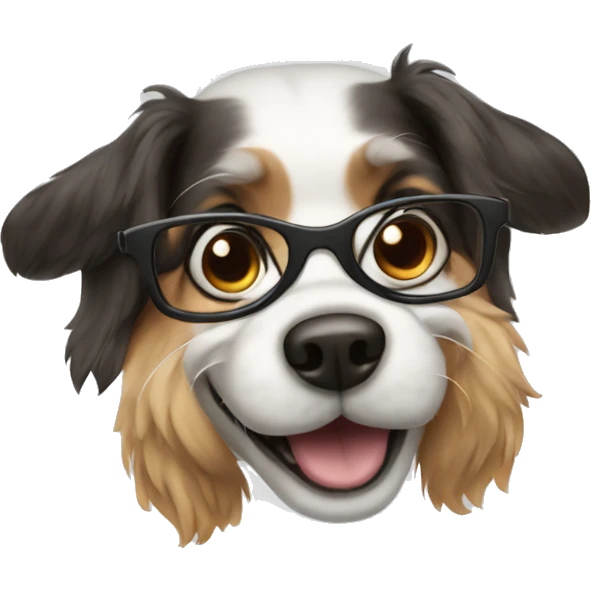 Dog with glasses flying emoji