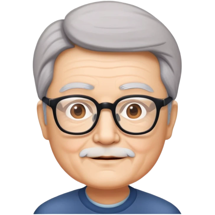"- Nam
- 70 tuổi
- Da trắng, tóc mái chéo
- Mặt vuông
- Đeo kính
" emoji