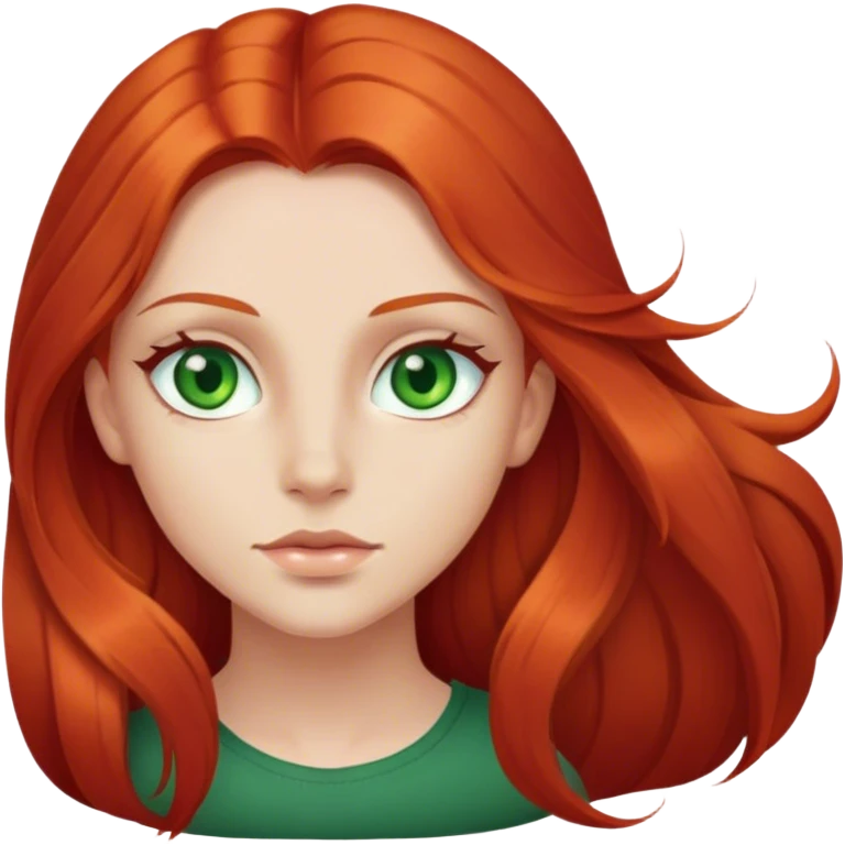 Girl with long red hair and green eyes  emoji