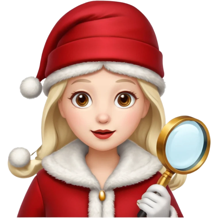 Female Santa with Magnifying glass emoji